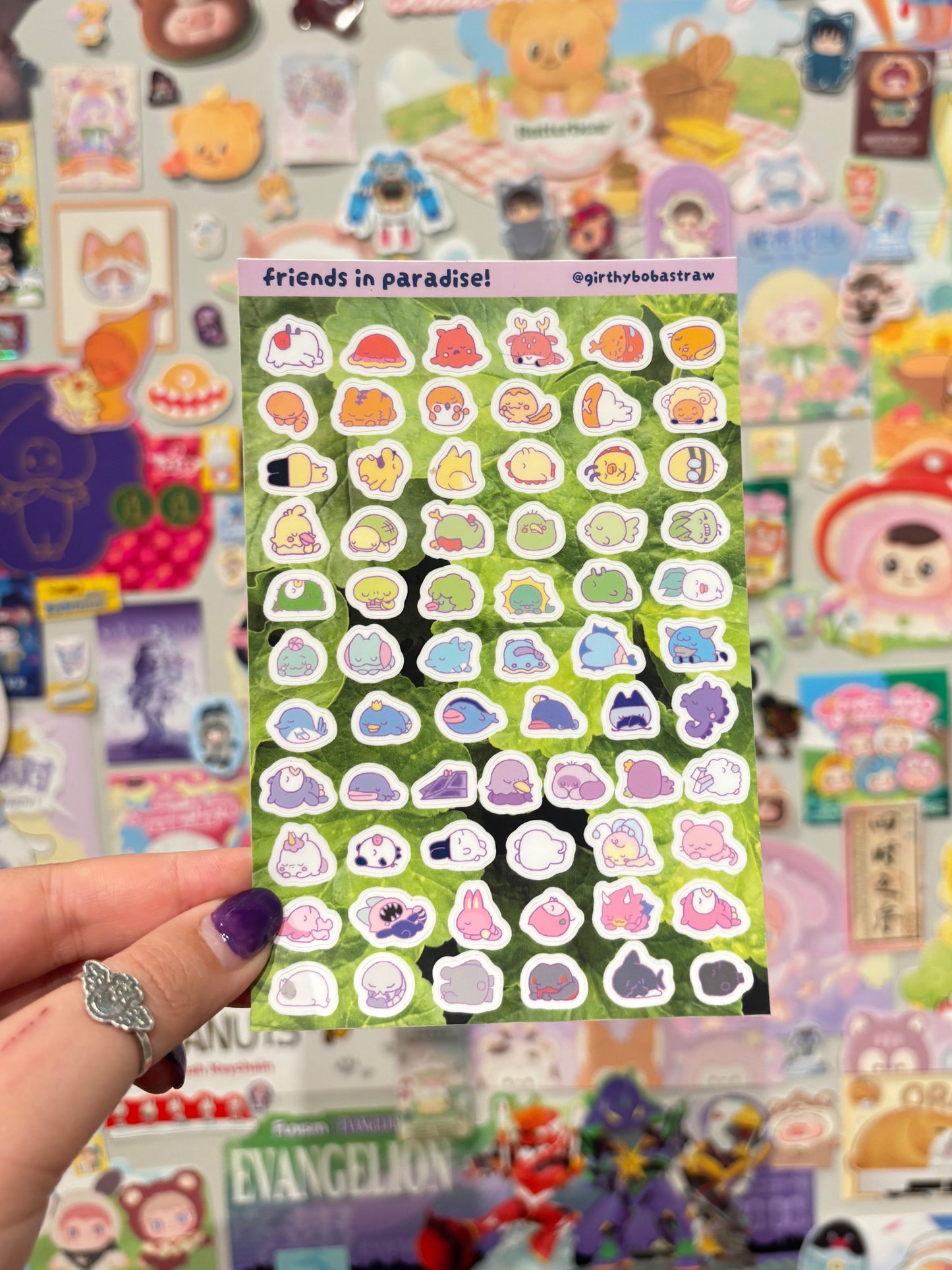 friends in paradise sticker sheet