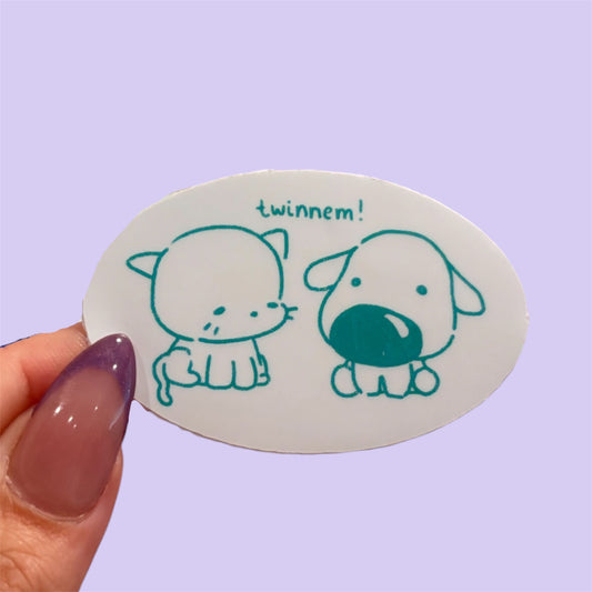 twinnem cat & dog sticker
