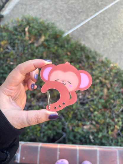 Hoji monkey acrylic carabiner