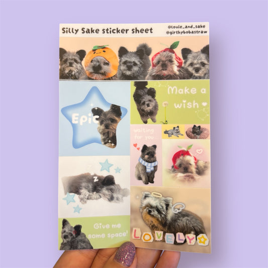 Silly sake sticker sheet
