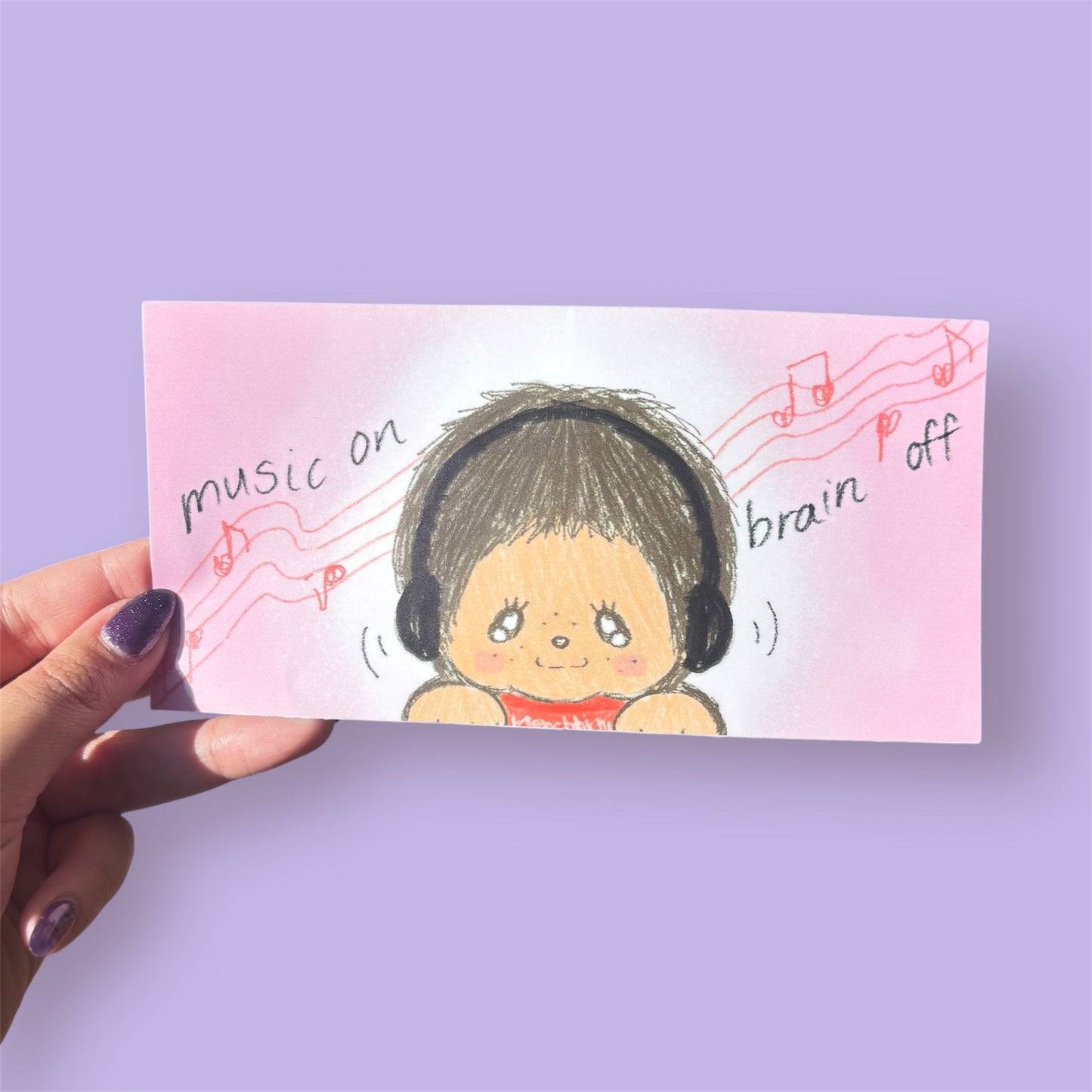 music on brain off monchhichi bumper sticker