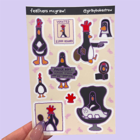 feathers mcgraw sticker sheet