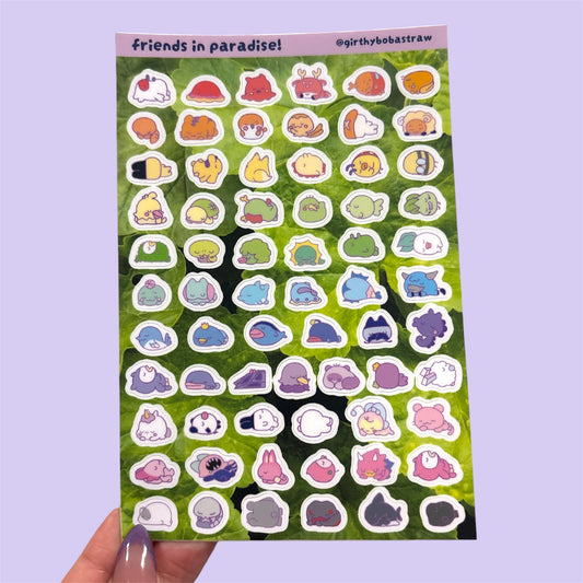friends in paradise sticker sheet