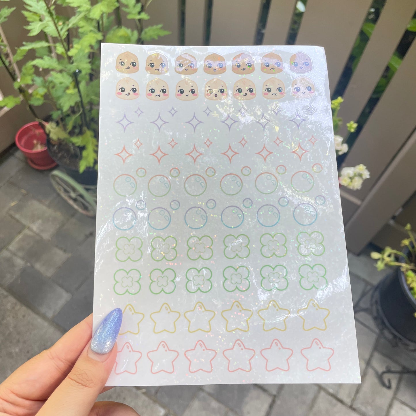 Rainbow glitter deco sticker sheet