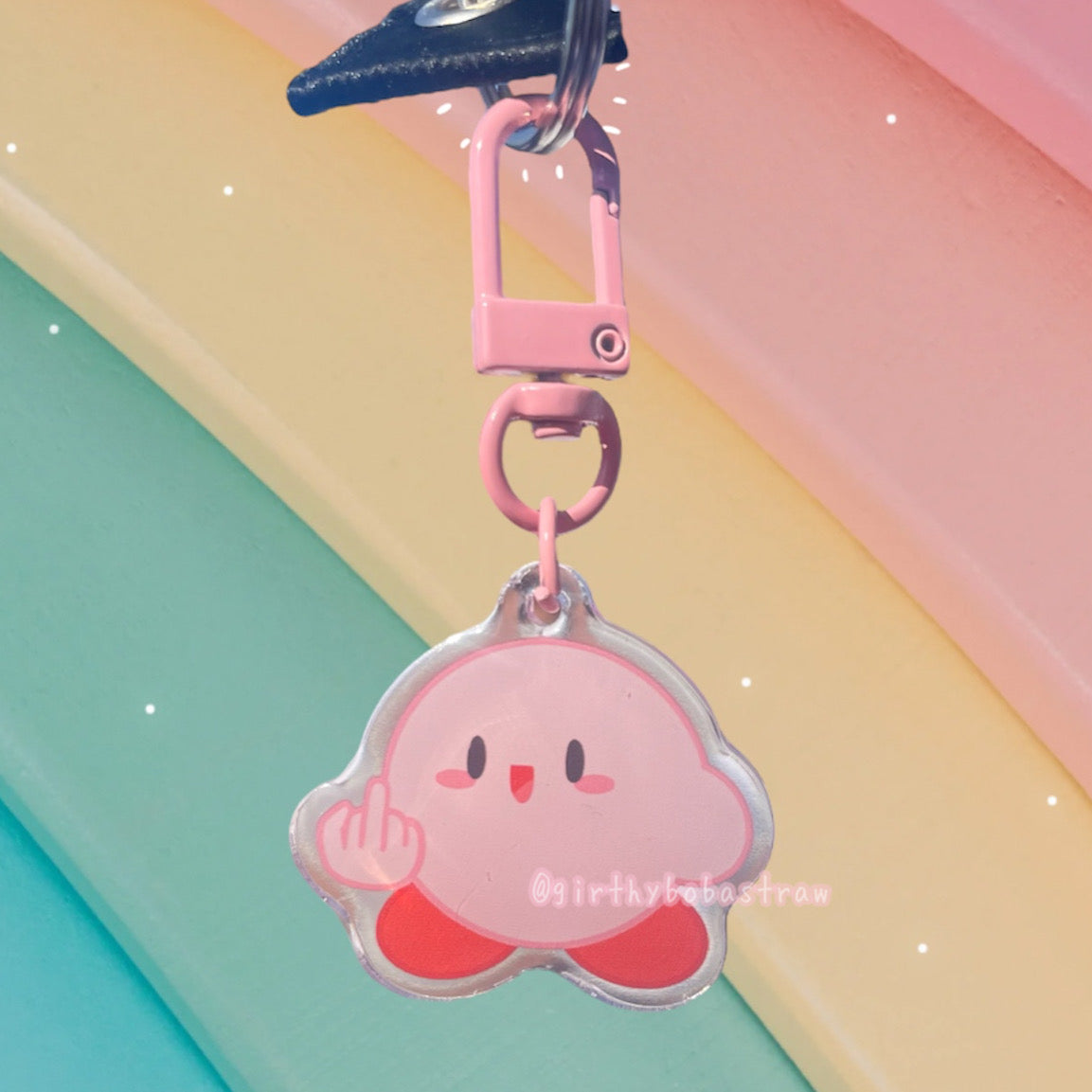 Kirby flip off keychain